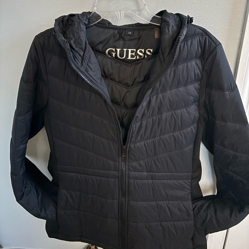 GUESS Women's Dark Quilted Puffer Jacket